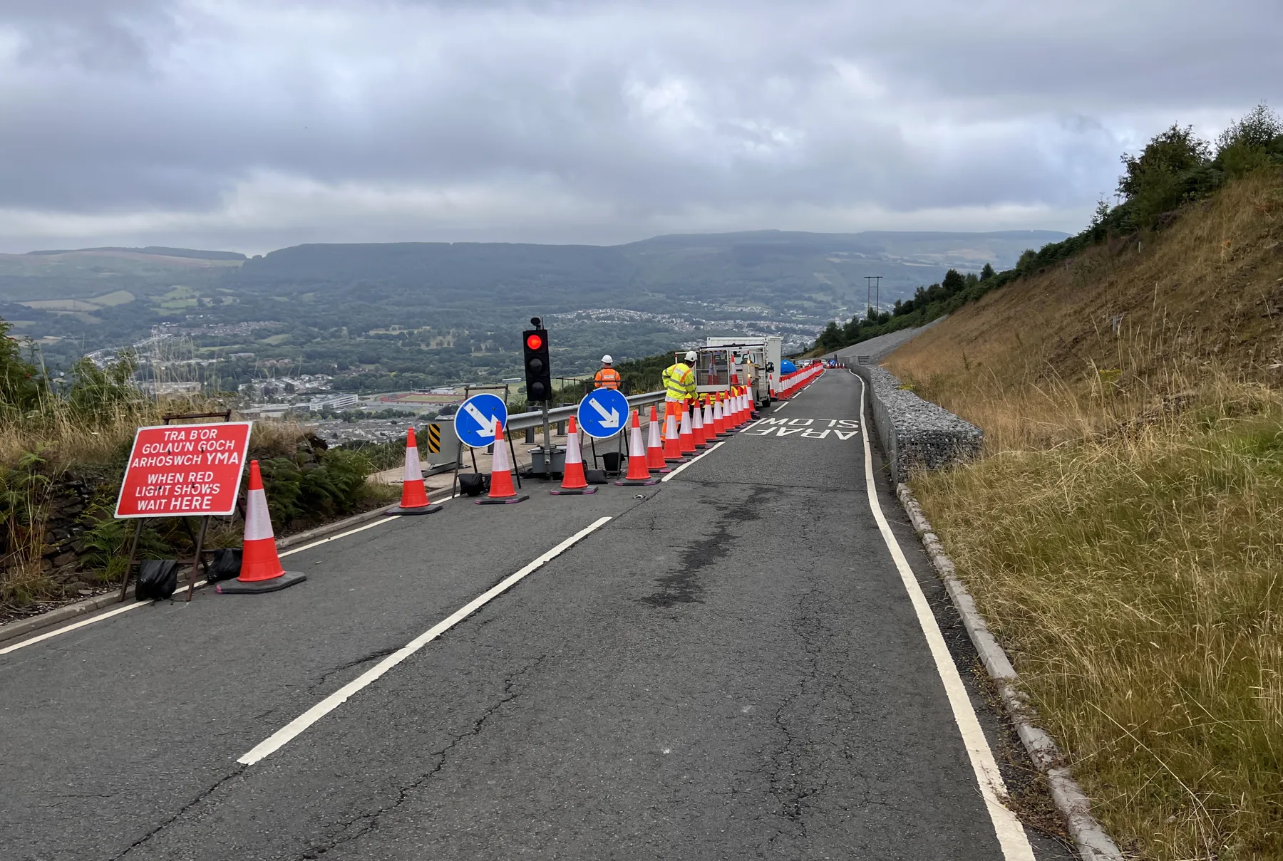 A wide view of a Conemasters motorway traffic management scheme